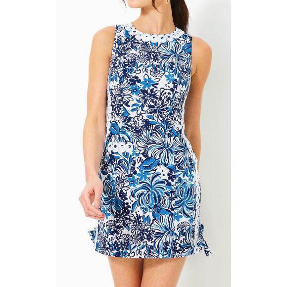 Lilly Pulitzer Dresses & Skirts - NWT Lilly Pulitzer Mila Stretch Shift Dress Low Tide Navy Pandarama Sz 12